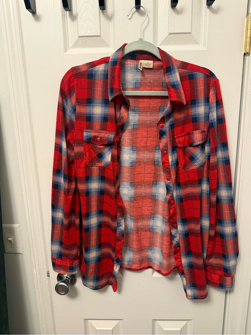 Passport Red Plaid Button-Down Shirt with Blue and White Checks
